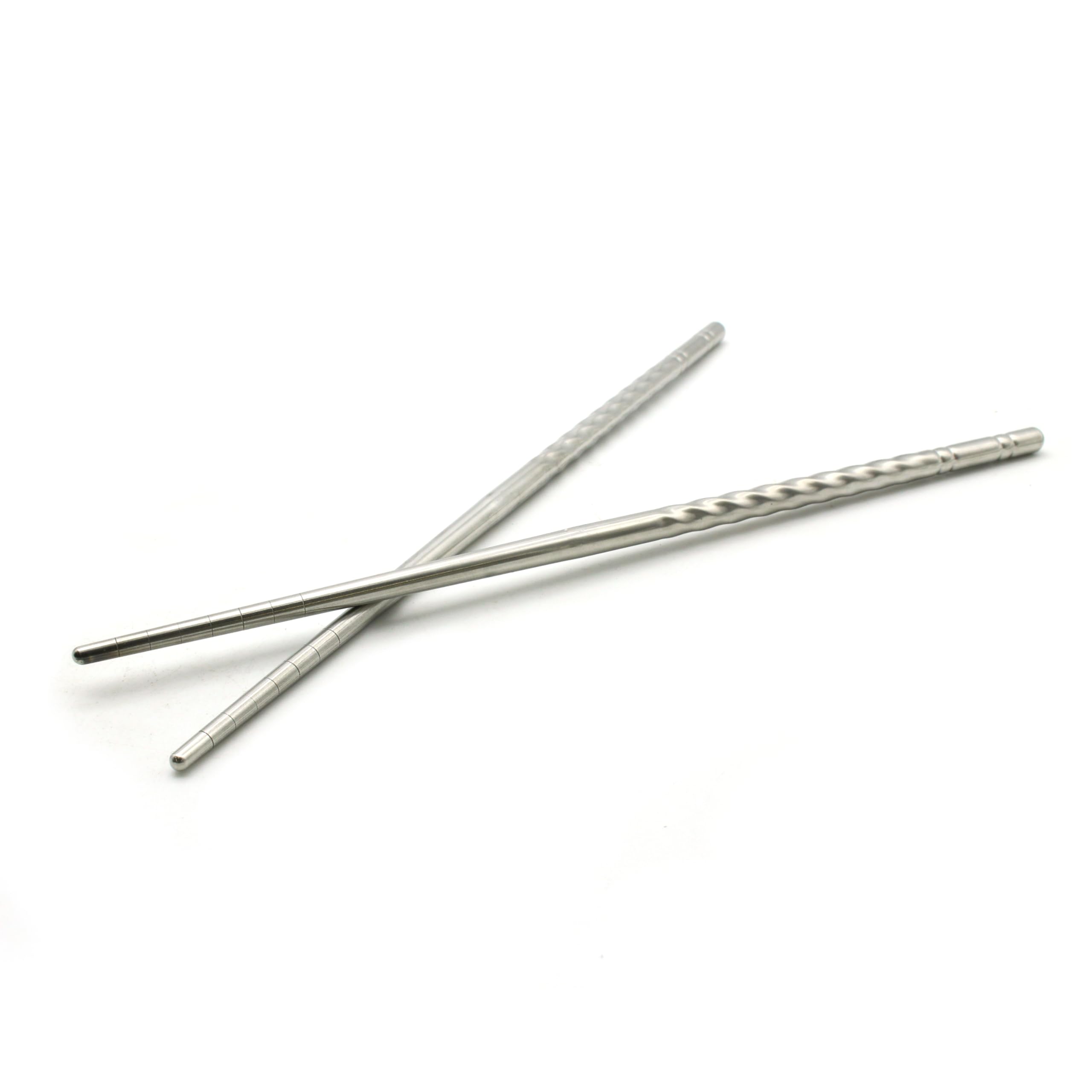Temo Spiral Stainless Steel Chopsticks - 5 Pairs Silver Reusable Dishwasher Safe Metal Chopsticks - Square Lightweight Chop Stic