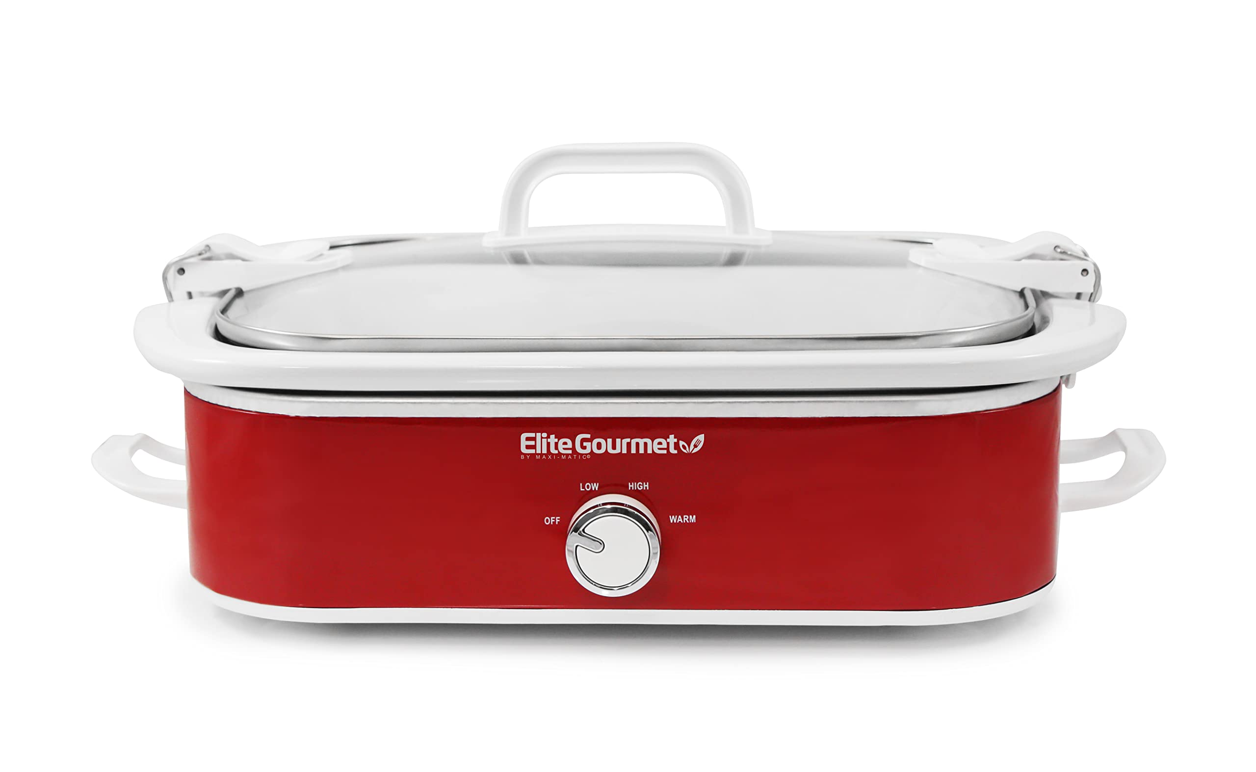 Elite Gourmet Mst-5240 Casserole Crock Slow Cooker, Locking Lid Adjustable Temperature Keep Warm Oven & Dishwasher-Safe Casserol