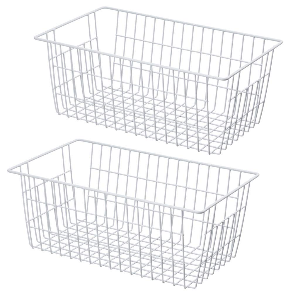 Sanno Freezer Baskets Pantrty Storage Baskets Bins,Farmhouse Metal Wire Basket Freezer Storage Wire Baskets Organizer Wire Stora