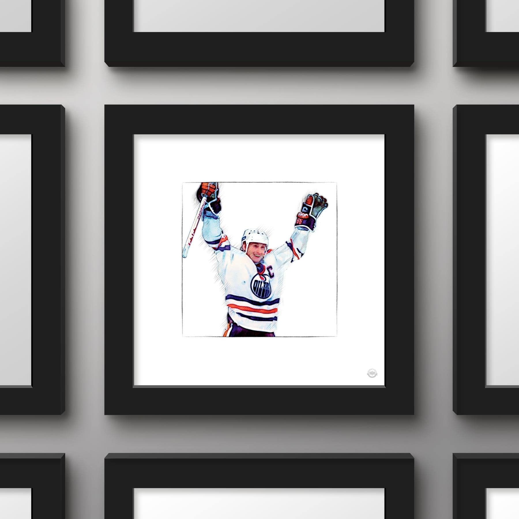 Trends International Gallery Pops Wayne Gretzky - Art Sketch Oilers Celebrate Wall Art Wall Poster, 12'' X 12'', Black Frame Ver