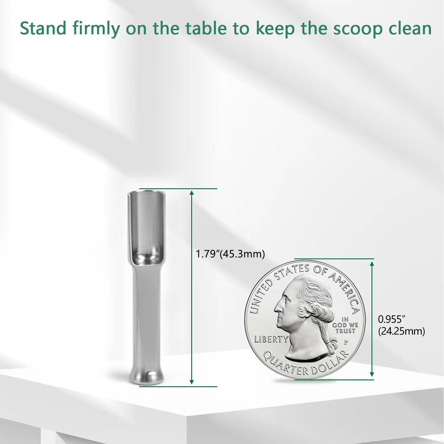 Mini Ss304 Stainless Steel Scoop With Tamp Tool,0.1 Gram Capacity 1.79 Inch Spoon For Multi-Purpose Use Sugar Salt Powder Spices