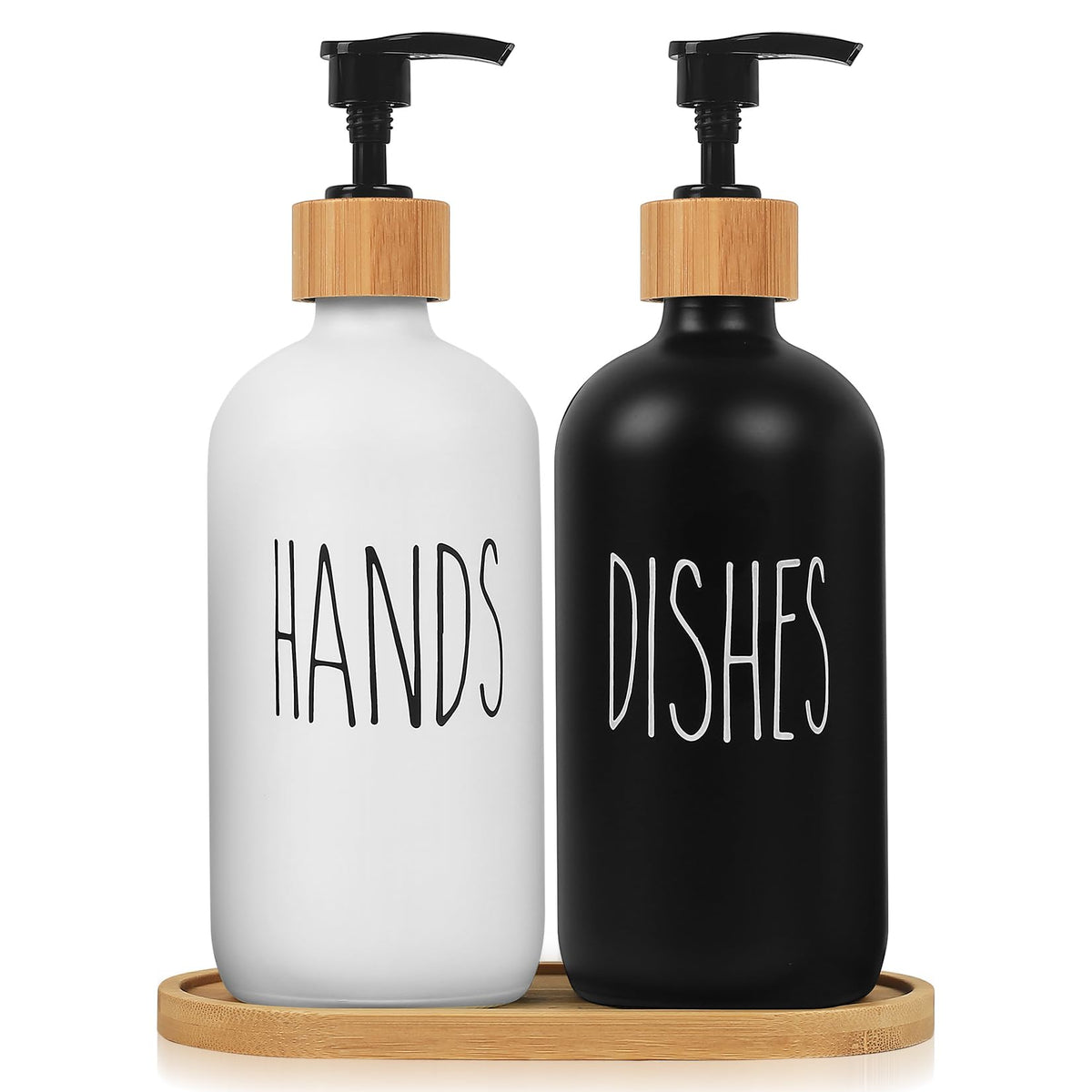 2 Pcs 500Ml Pump Bottle Dispenser, Glass Soap Dispenser, Kitchen Bathroom Lotions Hand And Dish Soap Handwash Shampoo Bottles Wi