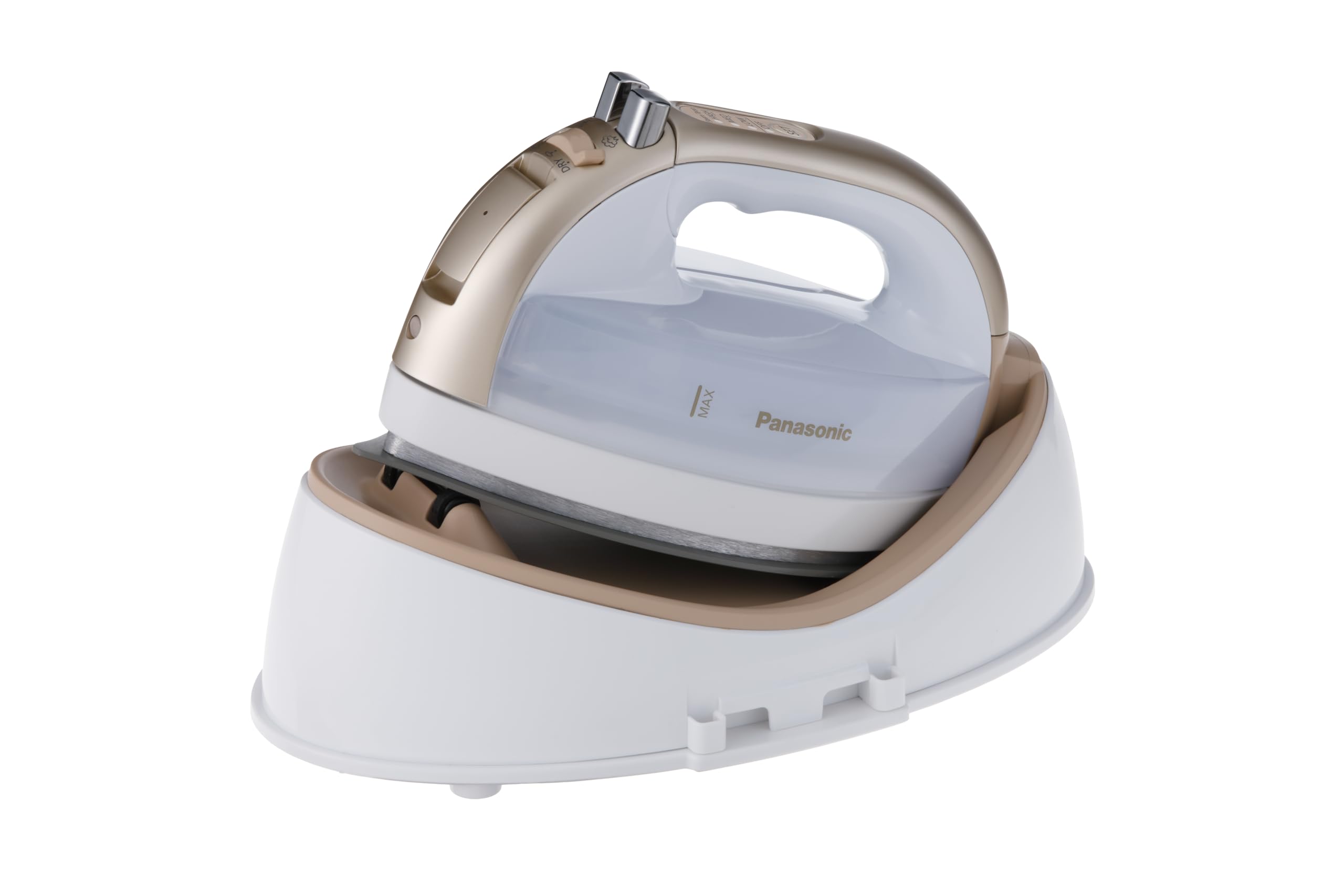 Panasonic 360 Freestyle Cordless Iron - Cordless Steam Iron for Clothes with Ceramic Charging Base, Vertical Steam Irons, Compac