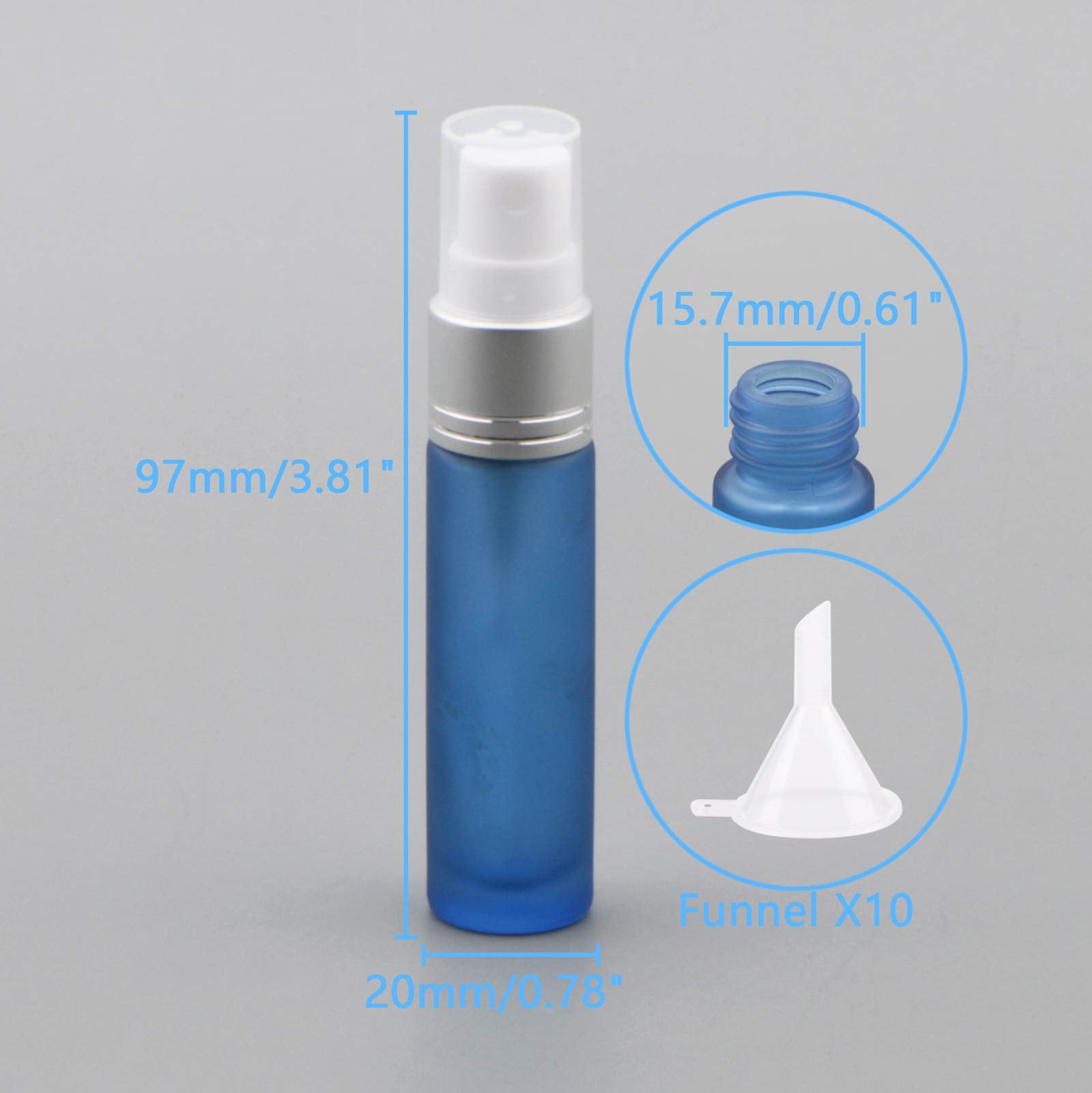 Newzoll 10Ml Frosted Dark Blue Glass Spray Bottles With 10 Funnels 5 Pipettes, Small Fine Mist Sprayer Bottles Vials Tube Contai