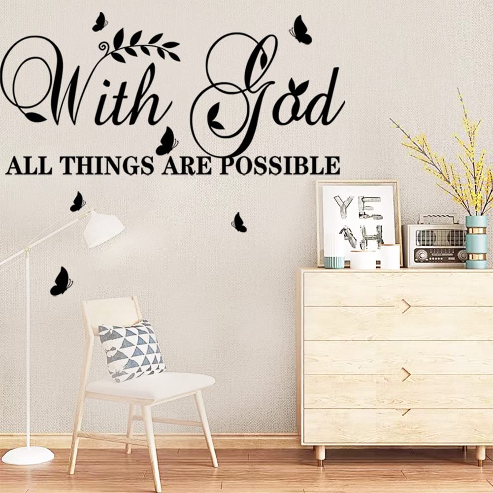 With God All Things Are Possible Wall Stickers Inspirational Wall Decal Vinyl Wall Decals Motivational Office Decor Quote Wall A