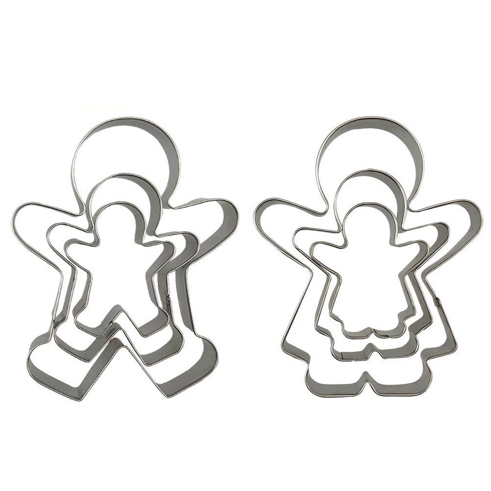 Funny Gingerbread Man Cookie Cutters, Boy And Girl Cookie Cutter Set Molds, 6 Piece