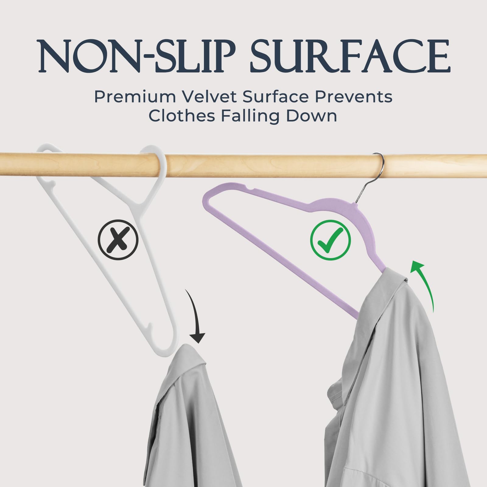 HOUSE DAY Purple Velvet Hangers 60 Pack  Premium Clothes Hangers Non-Slip Felt Hangers  Sturdy Purple Hangers Heavy Duty Coat Hangers  Durable Suit Hangers  Space Saving No Hanger Marks 360 Rotate