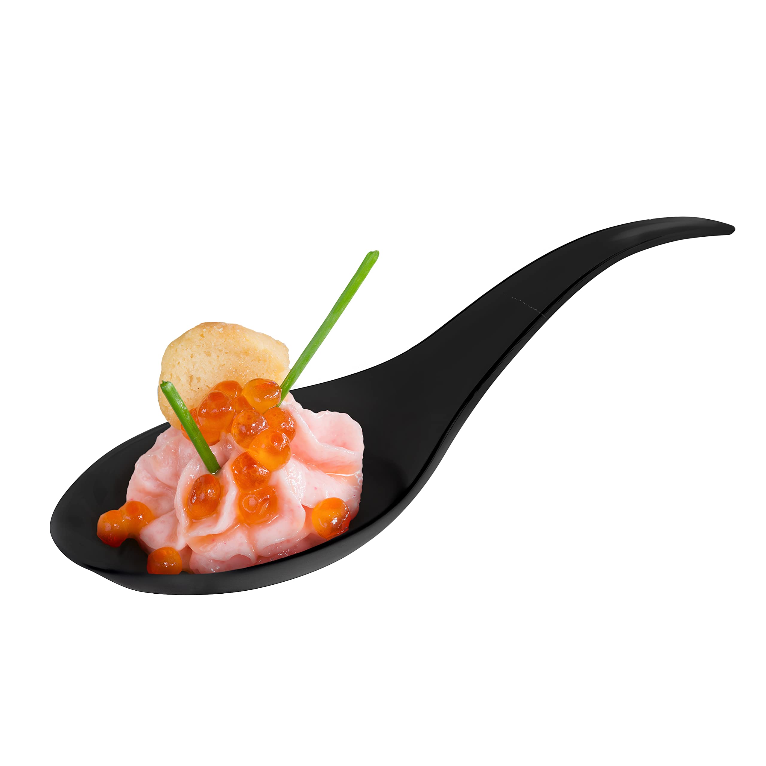 Tear Drop Tasting Spoons - Appetizer Spoons - Tasting Spoons -50 Count- Disposable Black Plastic - Ideal For Appetizers, Dessert