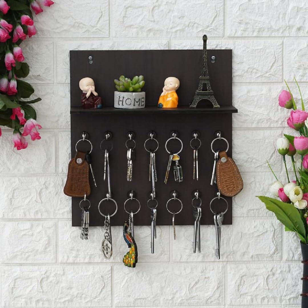 Sanvatsar Key Holder for Home | Wooden Key Stand for Wall | Key Hanger(11x12 Inches)