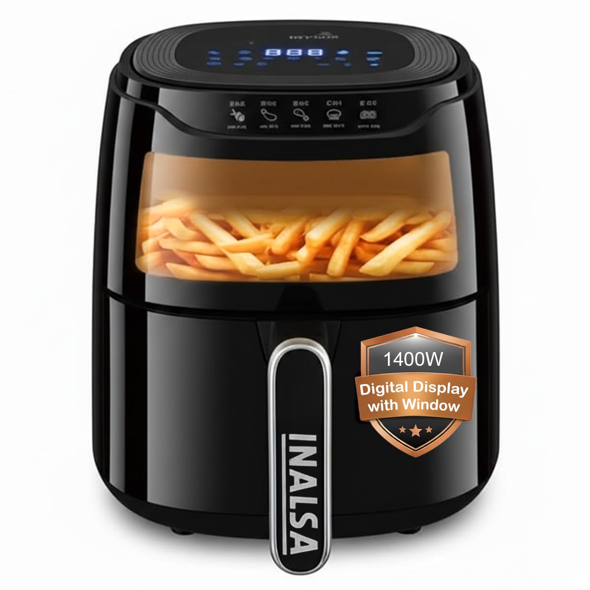 Inalsa Air Fryer 4.2 Ltr|1400 W With Air Crisp Technology|Air-Fryer With Window Display|8 Preset Menu & Digital Display|Air Fry,