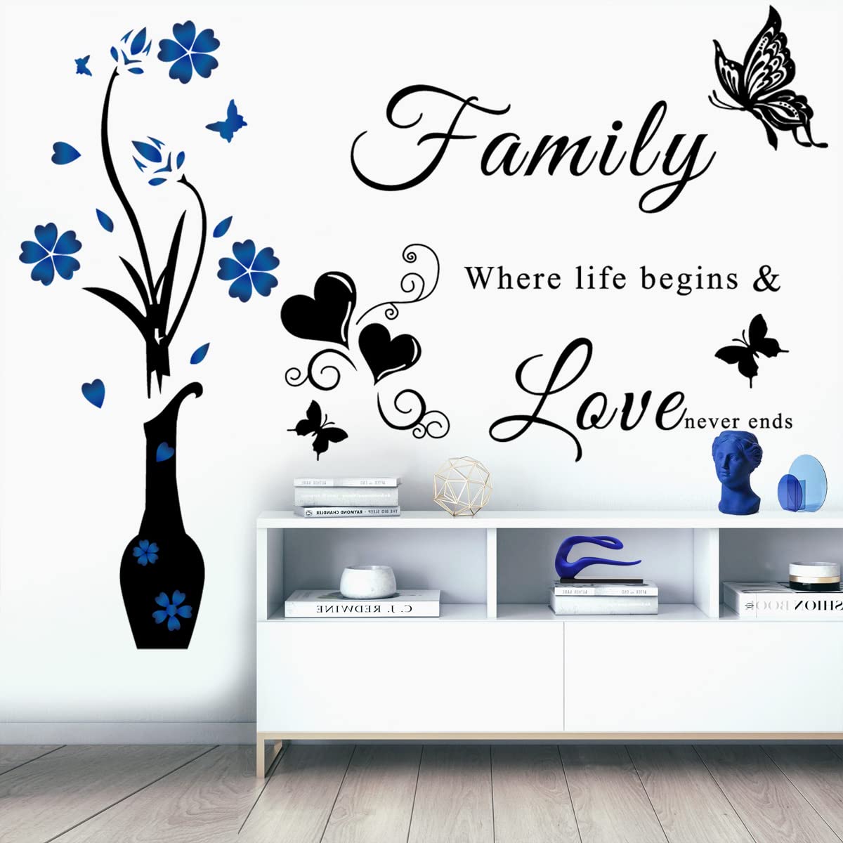 Family Wall Sticker Wall Decal Inspirational Family Quote Sticker Vase Wall Art Sticker Vinyl Lettering Saying Wall Decals For L