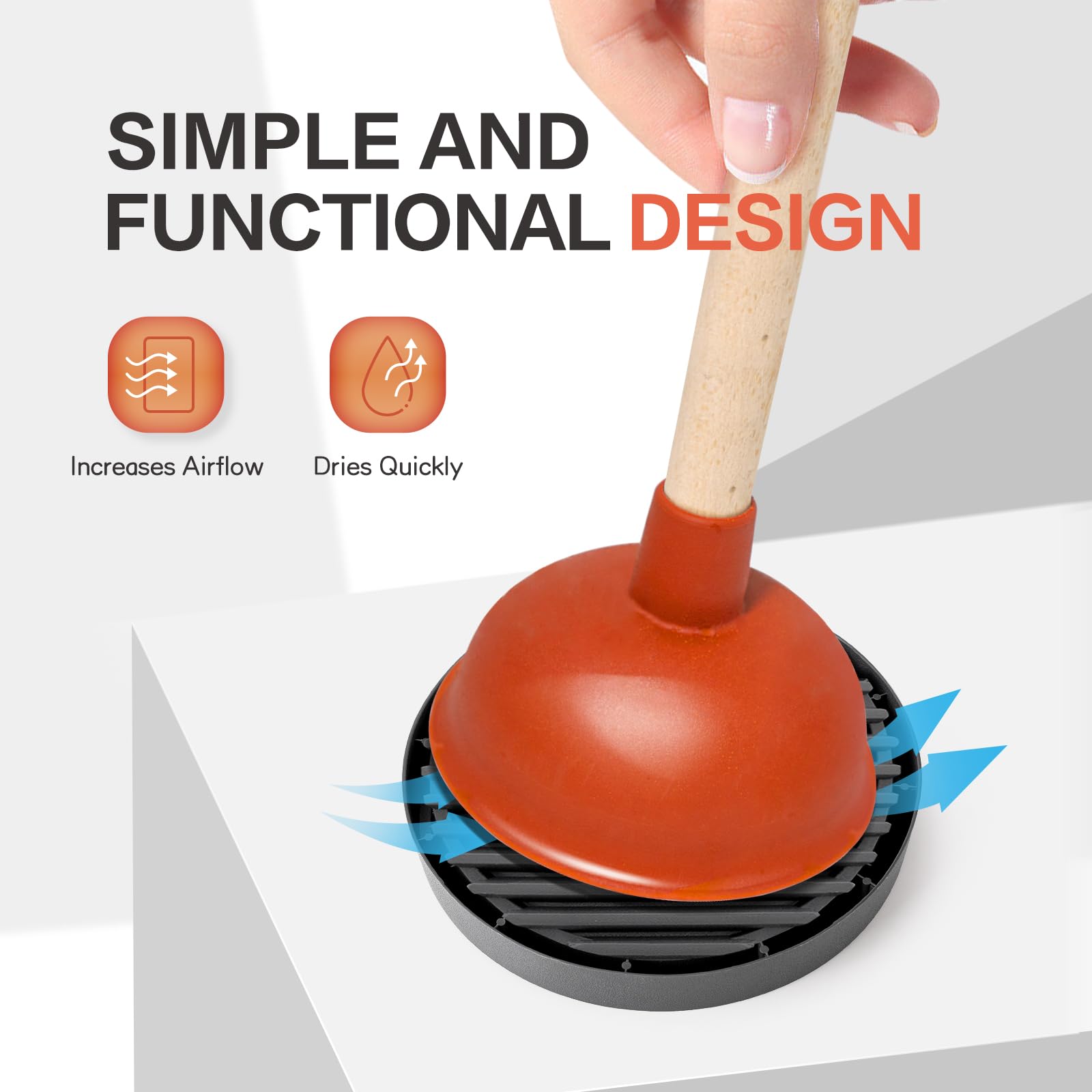 Dealsgogo Plunger Tray - Plunger Mat Air Drying Mat For Toilet Plunger - Plunger Holder Catches Drips - Wicks Water From Plunger