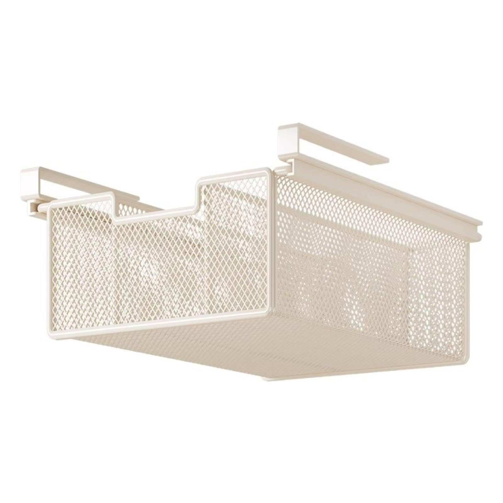 Trendivibe Under Shelf Hanging Storage Bin PullOut DrawerStyle Storage Basket Closet Organizer Undershelf Wire Basket White L