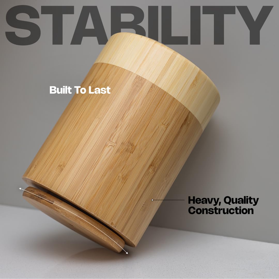 Samma Bamboo Utensil Holder - Space-Saving Utensil Holder For Kitchen Counter - Rotating Kitchen Utensil Holder - Utensil Crock