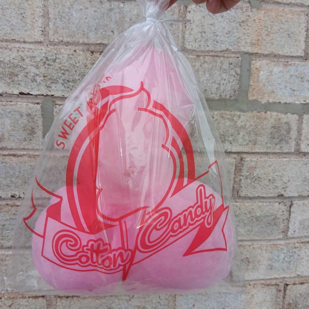 Oasis Supply 200 Pc Bundle, Heavy Duty White Cotton Candy Cones And Printed Cotton Candy Bags 100 Each, Cones And Bags