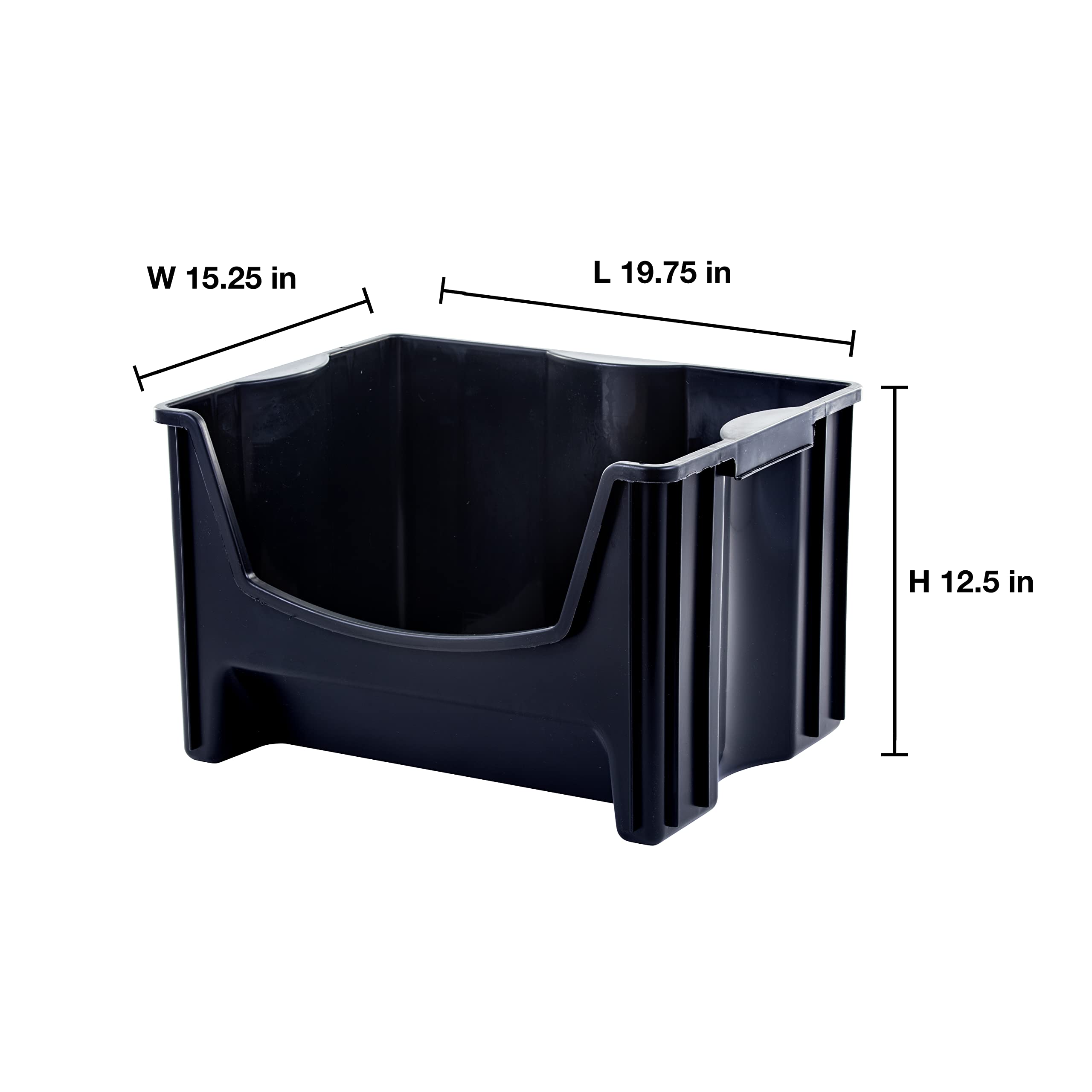 Mighty Tuff Jumbo Stackable Storage Bins, Pack Of 3, Easy-Access Storage, Large Easy-To-Grip Handles, Wide Front Opening, Interl