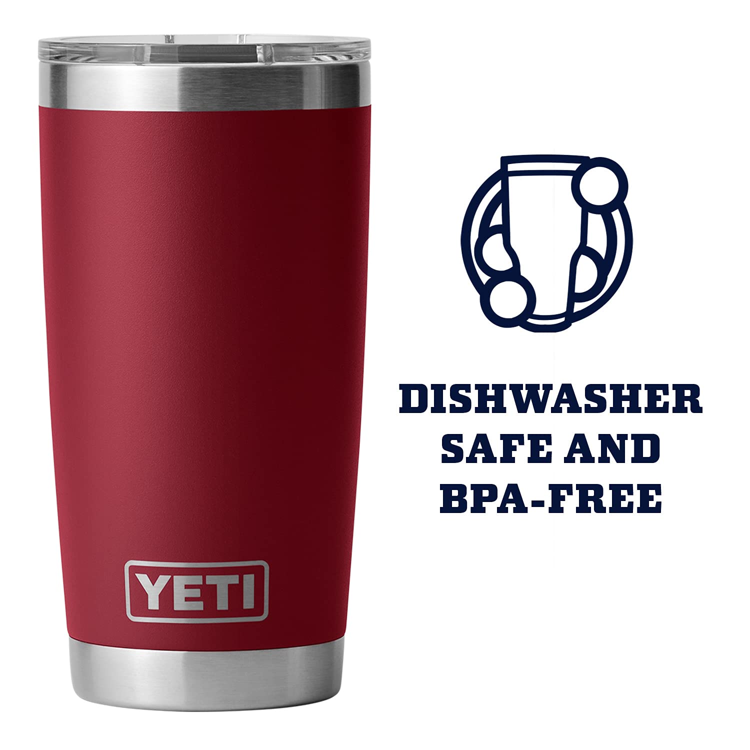 YETI Rambler 20 oz Tumbler, Stainless Steel, Vacuum Insulated, Harvest Red