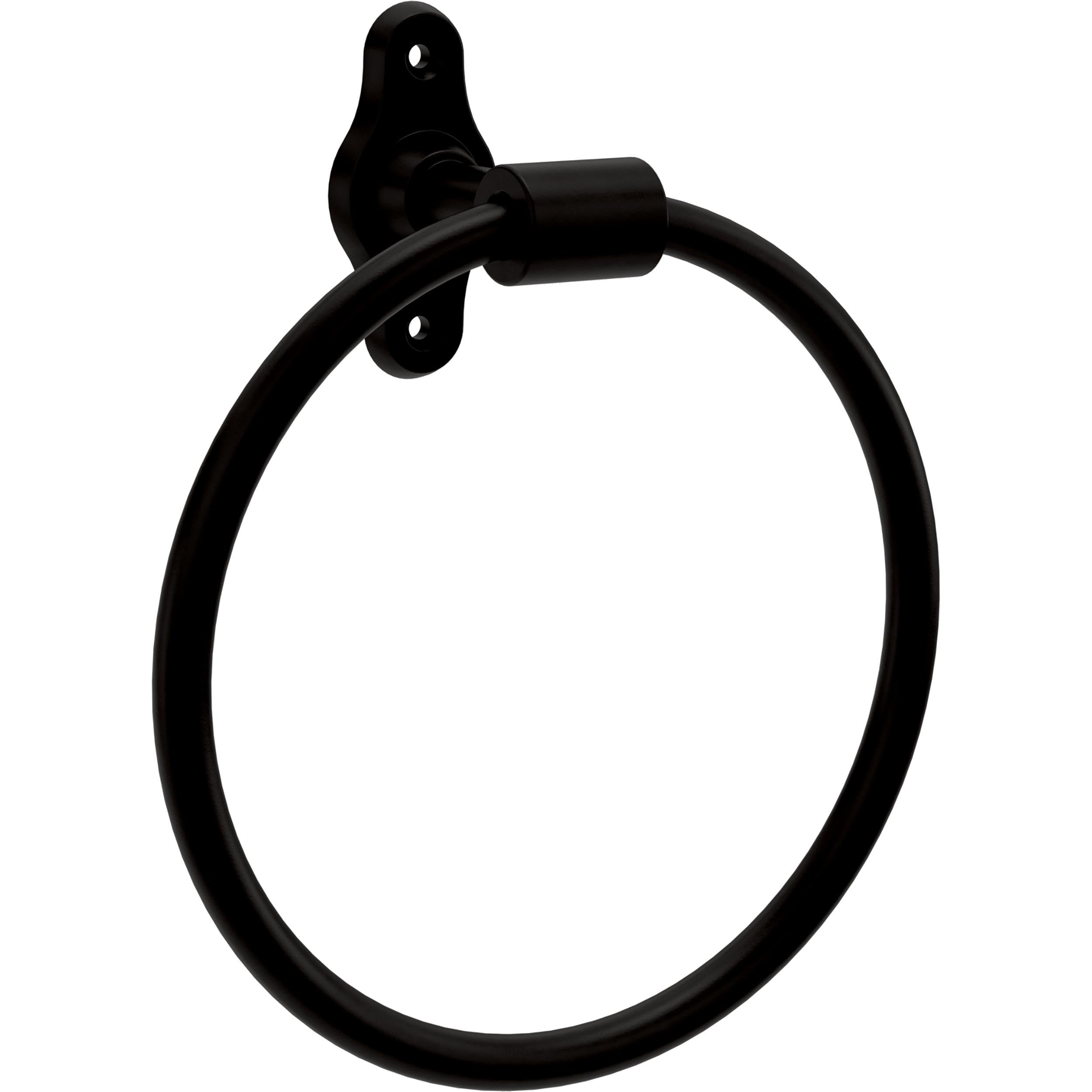 Franklin Brass Calloway (1-Pack) Hand Towel Holder Matte Black Towel Racks for Bathroom Wall Round Towel Ring Holder for Bath To