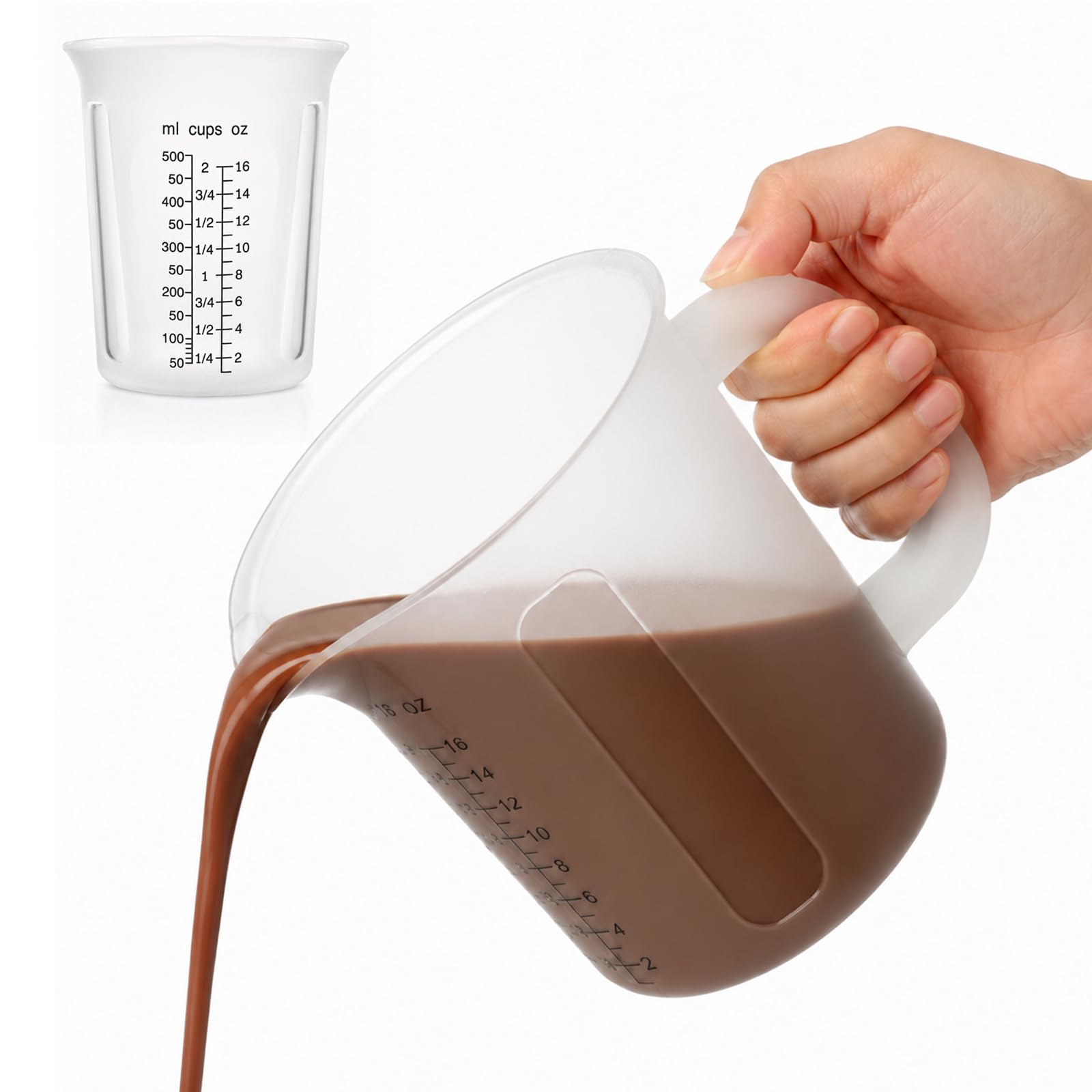 Palksky 2 Cup Measuring Cups with Spout, 16 oz Liquid Measuring Cups with Handle, Flexible Microwave Safe Measuring Cup for Baki