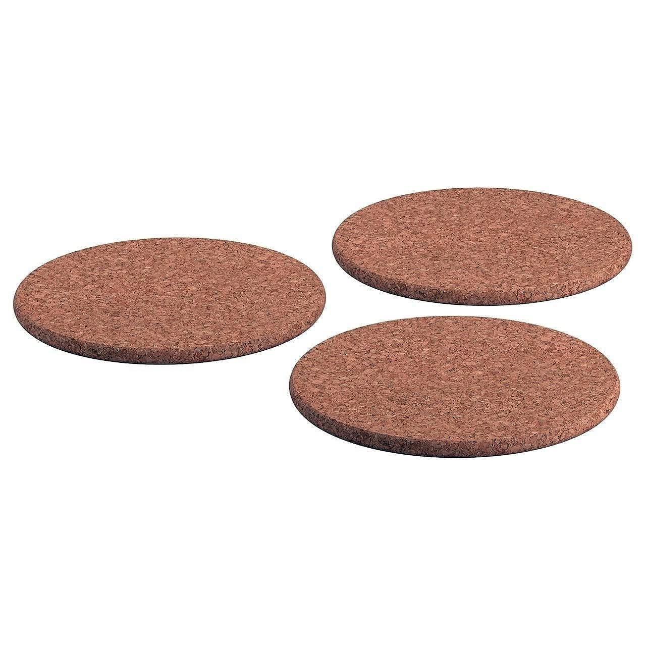 Ikea Cork Heat Trivet Table Mat Set of 3 - 19 cm Diameter, Durable and Stylish Kitchen Accessory
