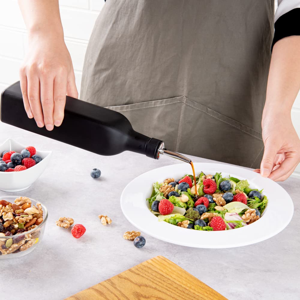 Restaurantware Rw Base 16.9 Ounce Olive Oil Dispenser 1 Kitchen Oil Dispenser Bottle - With Stainless Steel Pourer Non-Leaking B