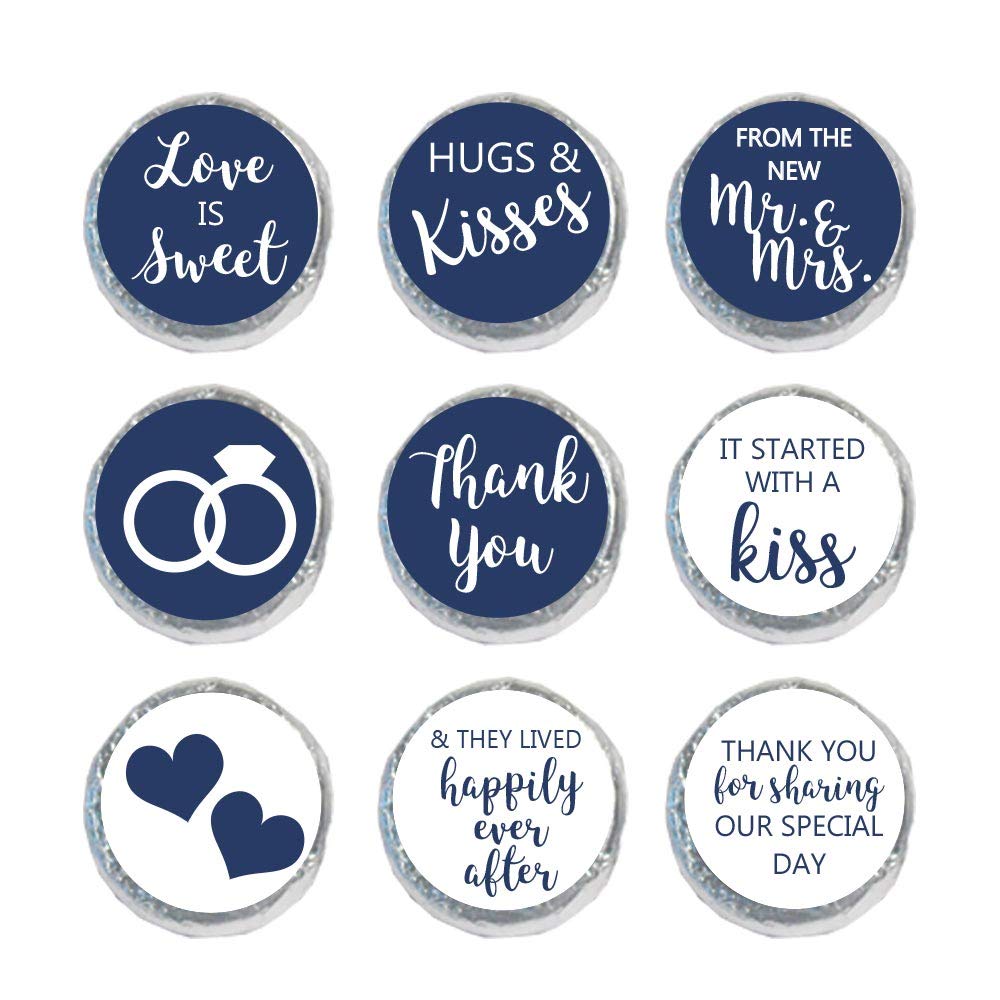 Mini Candy Stickers 0.75 Inch Wedding Favors Set Of 324 (Navy)