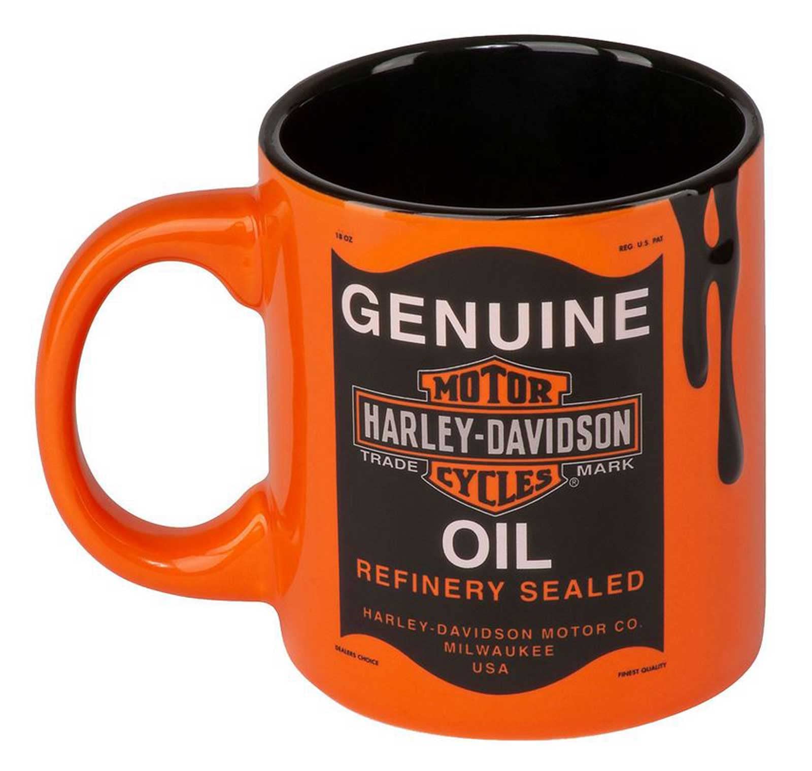 Harley-Davidson Oil Can Bar & Shield Logo 18 oz. Ceramic Coffee Mug - Orange