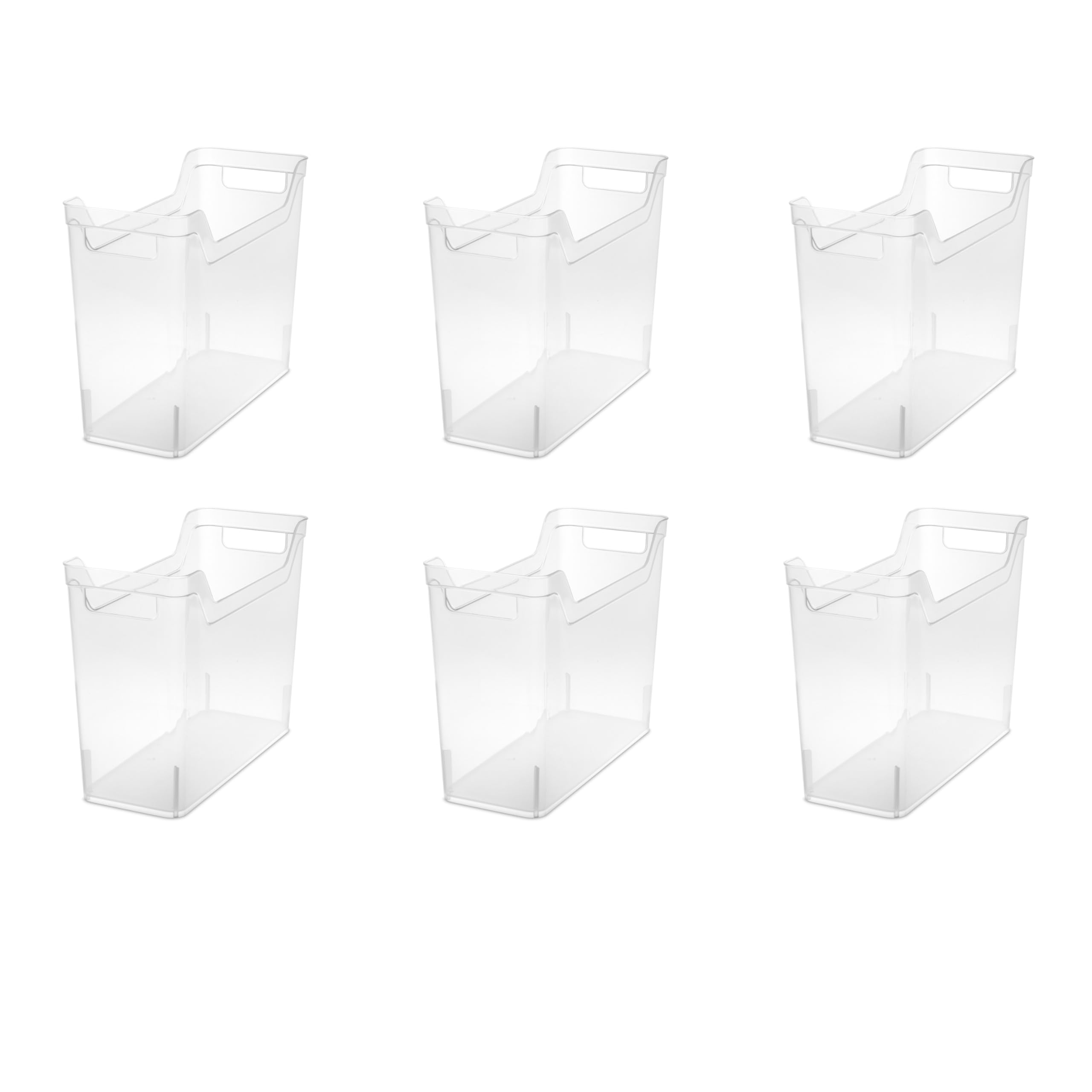 Sterilite Narrow Shelf Bin with Handles, Plastic Storage Container for Organizing Shelving, Closet, Pantry, and Countertops, Cle
