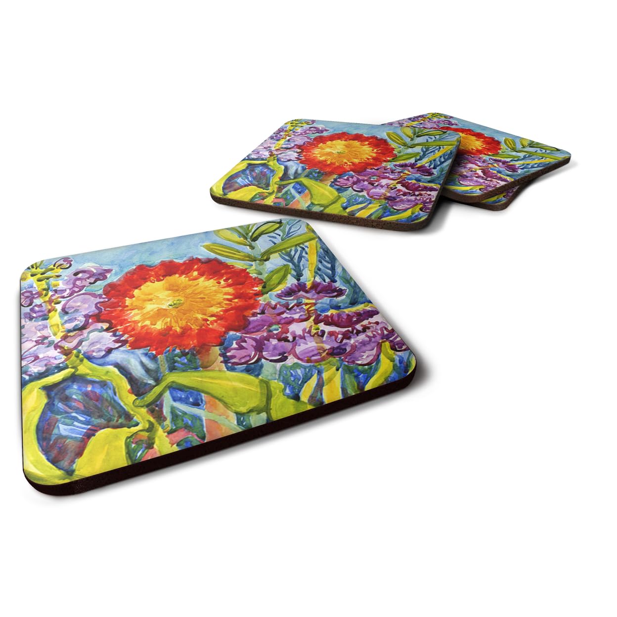 Carolines Treasures Flower-Sunflower Foam Coasters (Set of 4), 3.5 H x 3.5 W, Multicolor