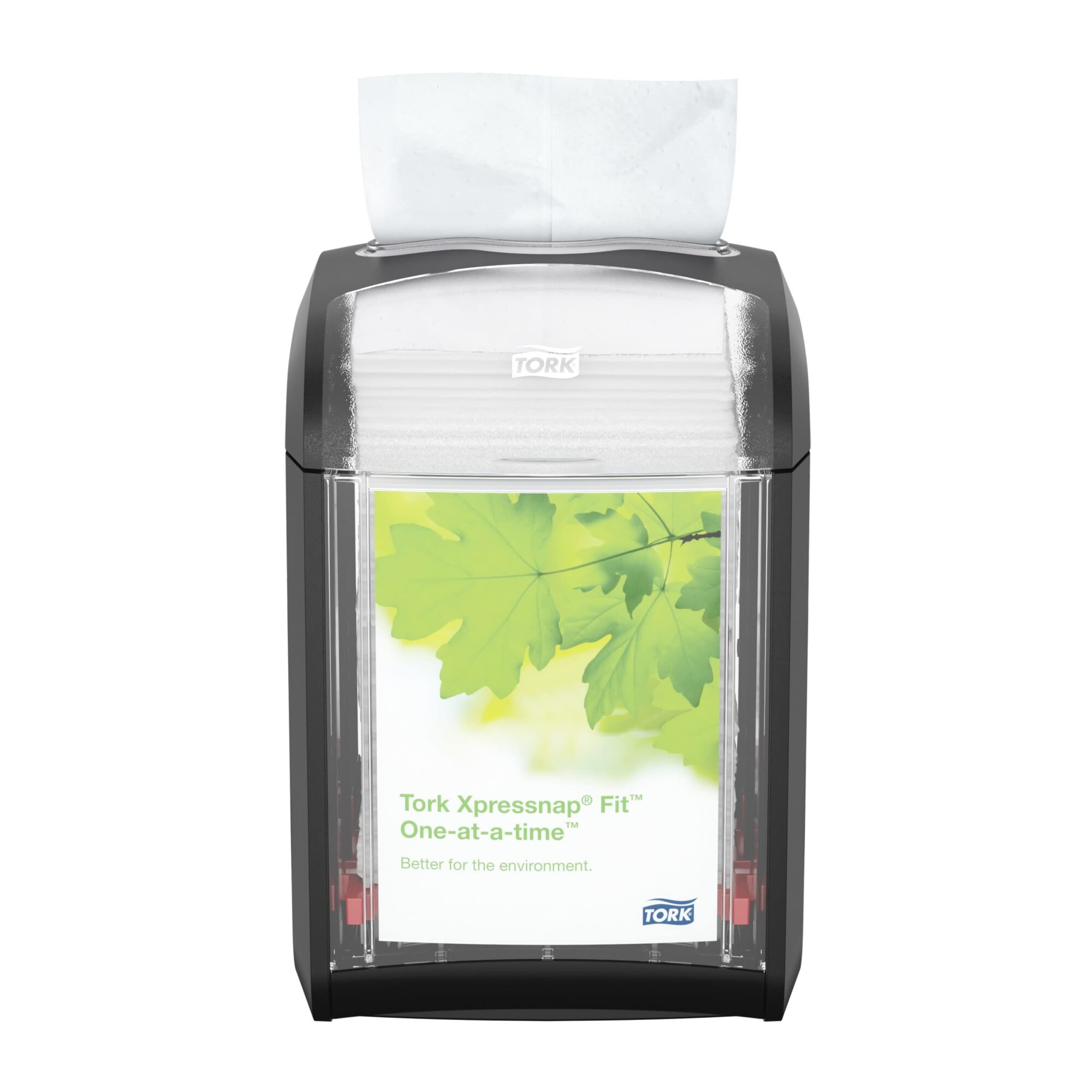 Tork Xpressnap Fit Tabletop Napkin Dispenser Black N14, Signature Range, One-At-A-Time Dispensing, 6.7'' X 4.4'' X 5.6'', 723200