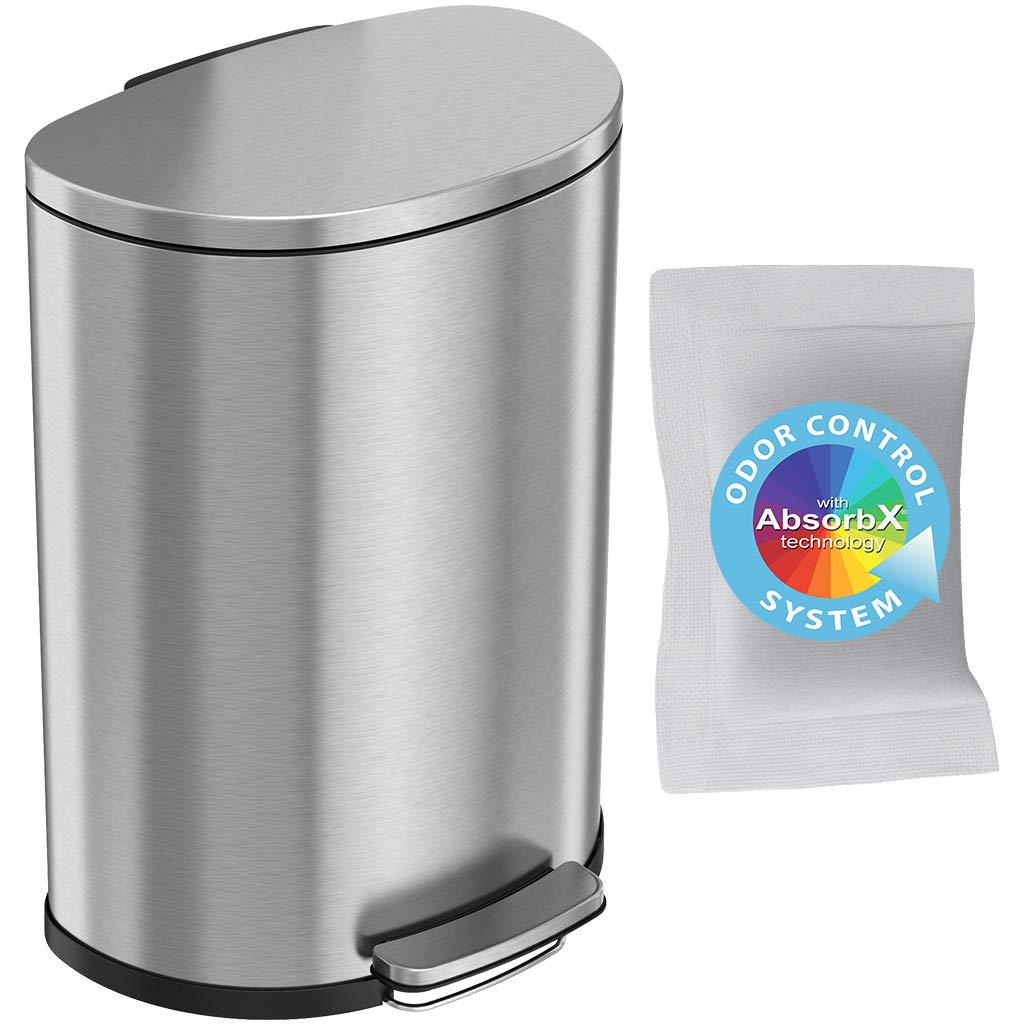 Itouchless 50 Liter Fingerprint Proof Pedal Garbage Bin, Space-Saving Design For Kitchen, Office, Home Softstep 13.2 Gallon Step