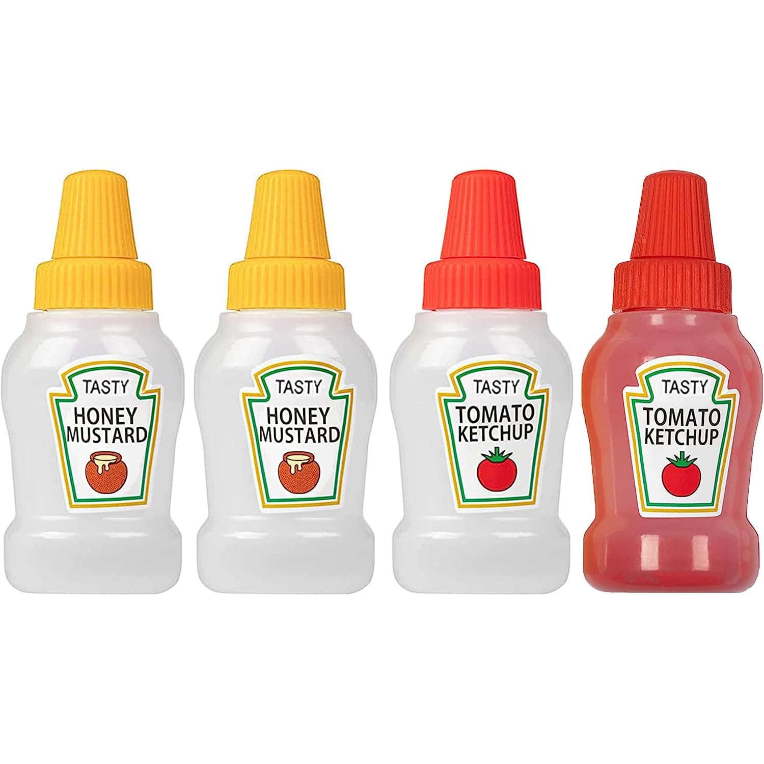 Ronrons 4 Pieces Mini Ketchup Bottles For Bento Box Accessories, 25Ml Mini Condiment Squeeze Bottles Plastic Sauce Bottles Conta