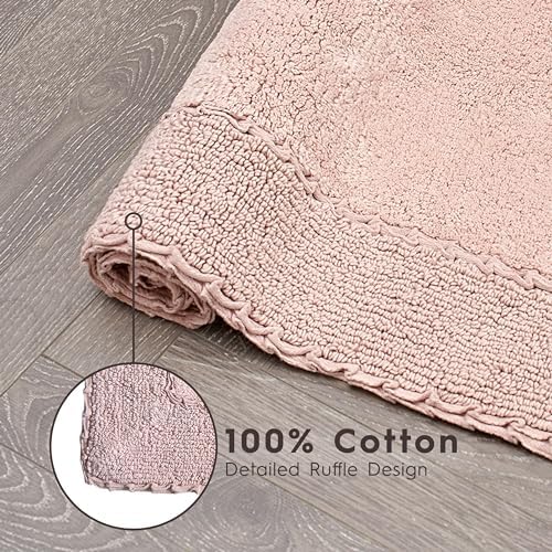 Laura Ashley Ruffle Cotton 17'' X 24'' Bath Rug, Blush