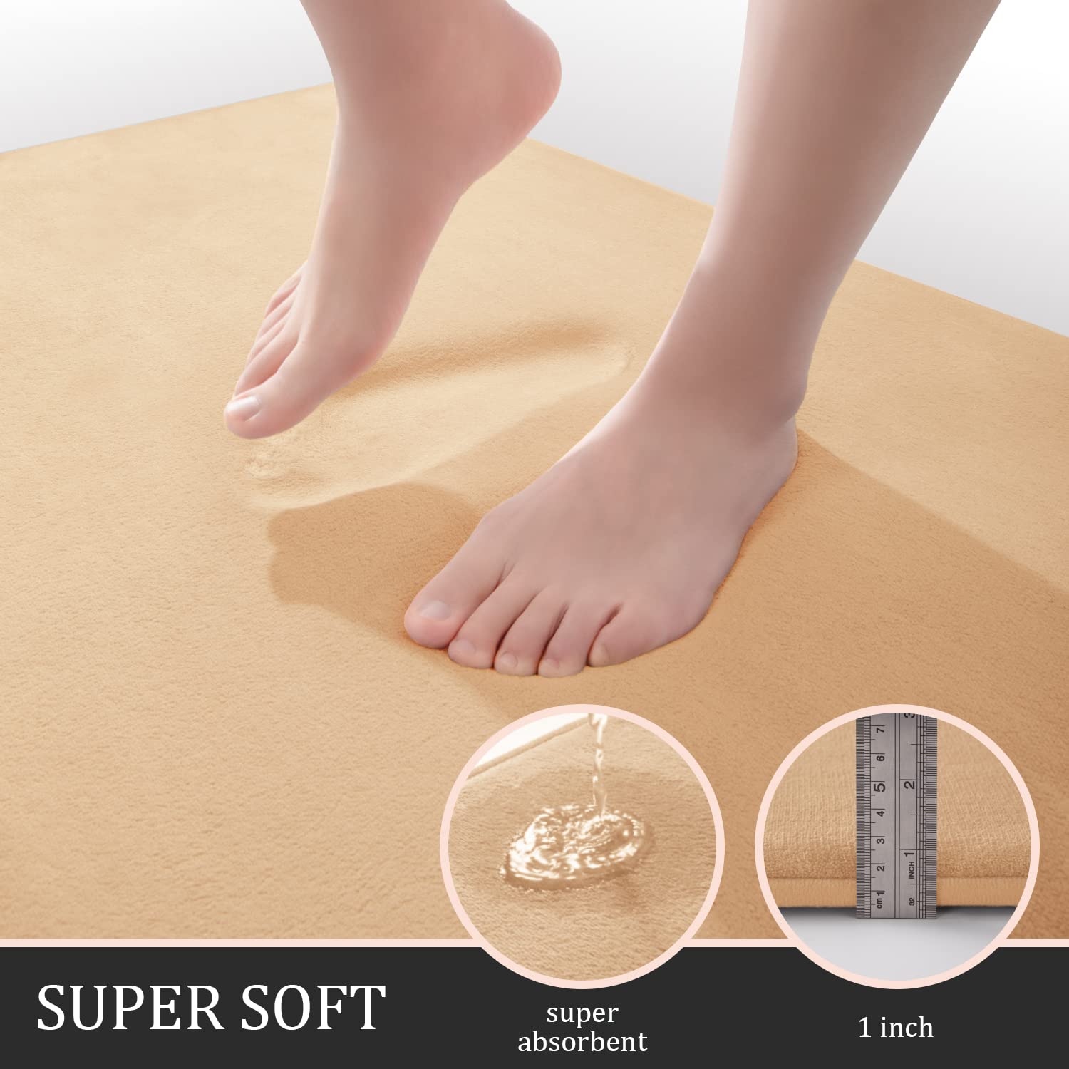 Yihouse Bathroom Rug Sets 3 Piece, Memory Foam Bath Mat, Non Slip Super Absorbent Soft Bathroom Mats, Machine Washable Bathroom