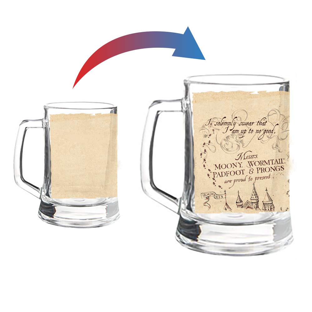 Harry Potter - Marauderas Map - Mischief Managed Quote - 16 Oz Pint Size Glass Morphing Mugs Color Changing Clue Mug - Full Imag