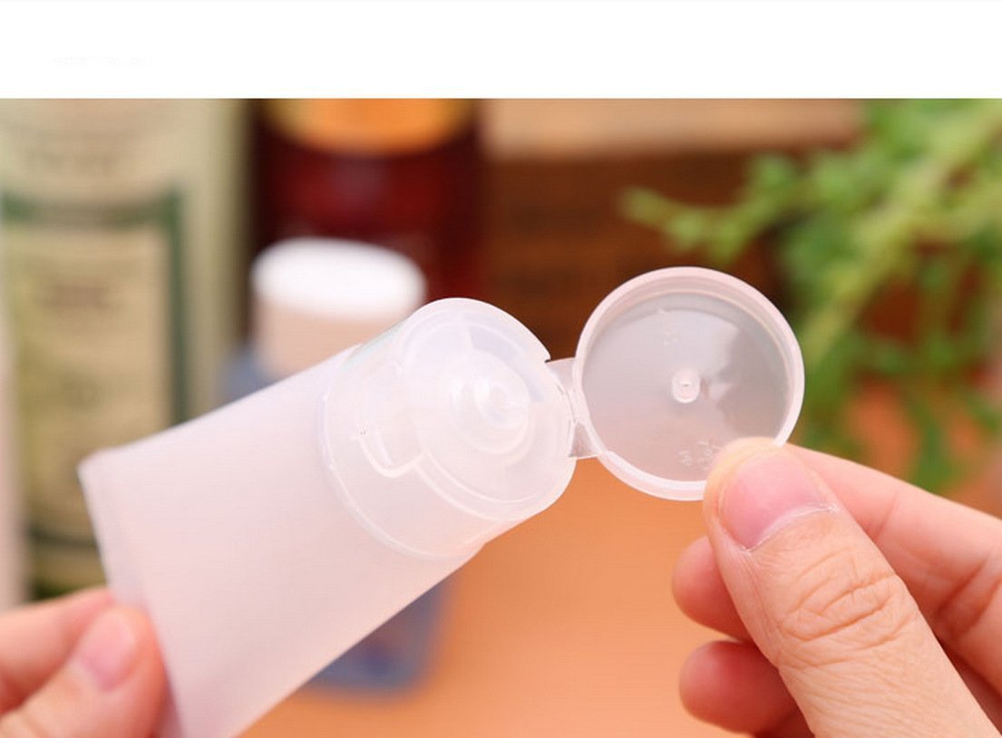 20Pcs Empty Refillable Translucent Frosted Plastic Travel Cosmetic Make Up Soft Tubes Container Bottle With Flip Cap Shower Loti