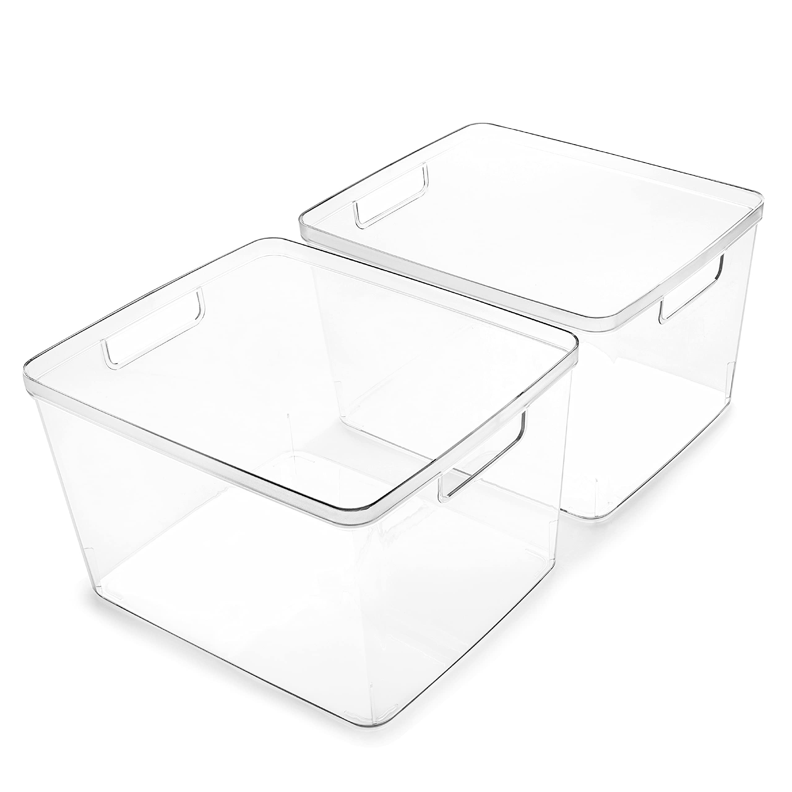 Bino | Plastic Bins, Large - 2 Pack | The Lucid Collection | Multi-Use| Built-In Handles | Bpa-Free | Clear Storage Containers |