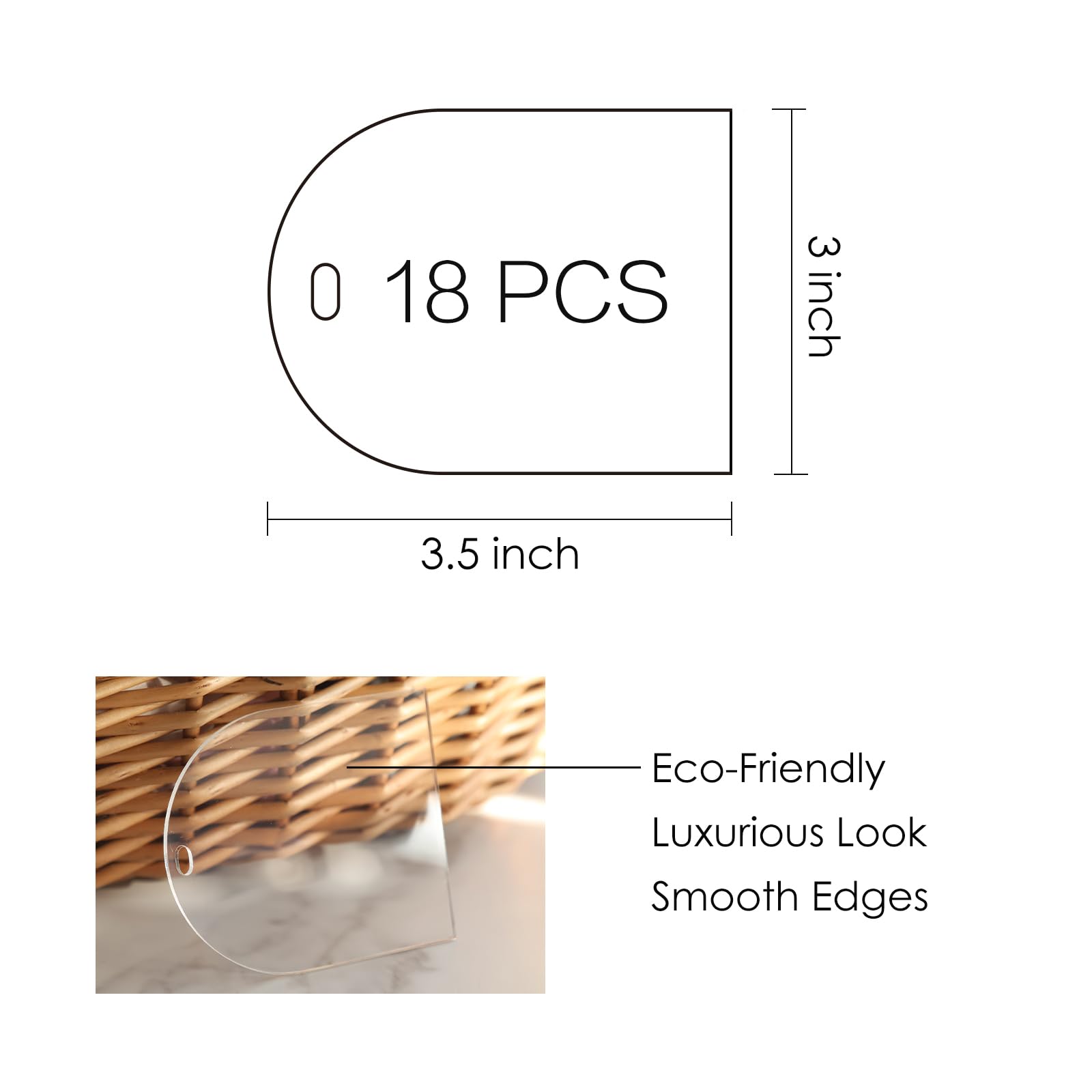 Uniqooo 18 Pcs Clear Arch Acrylic Place Cards, 3.5X3 Inches Diy Blank Half Circle Acrylic Sign, 3Mm Thick Perfect For Wedding Ta
