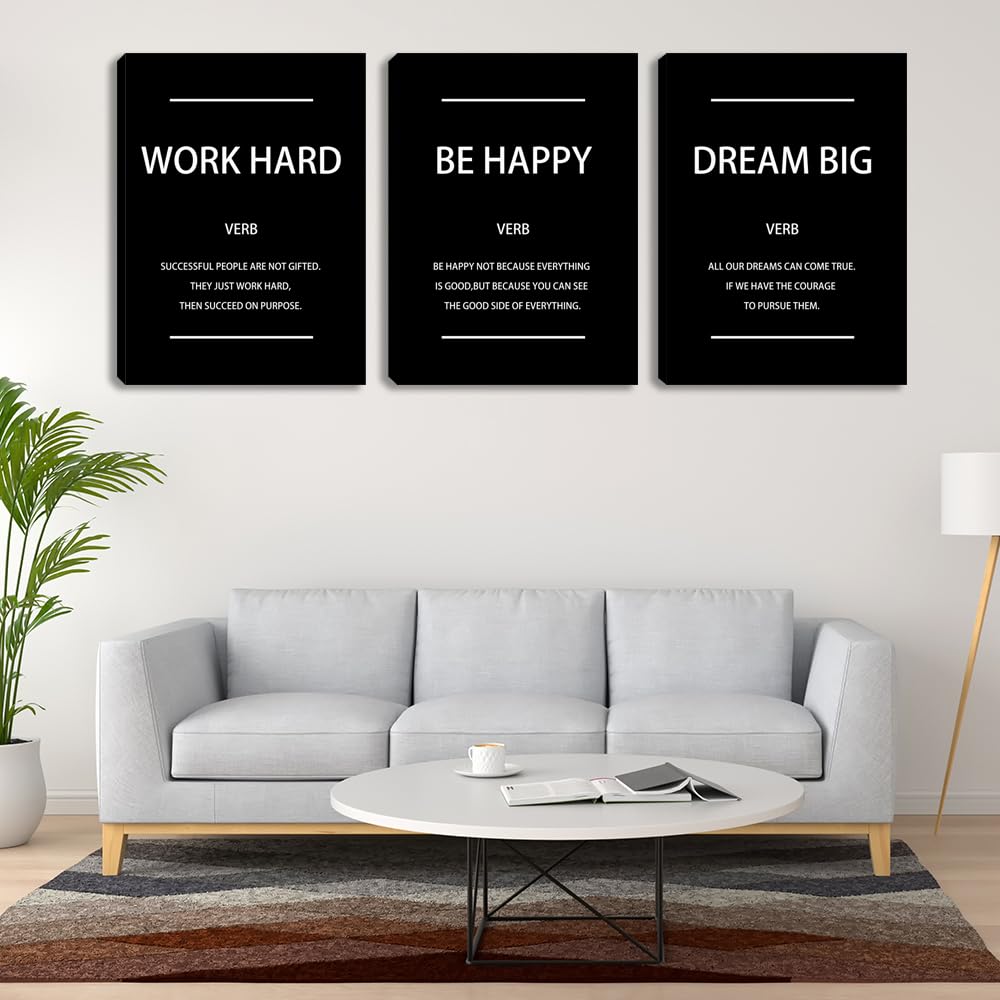 Motivational Affirmation Wall Art Inspirational Poster Prints Encourage Office Wall Decor Art Prints Black Pictures Painting Str