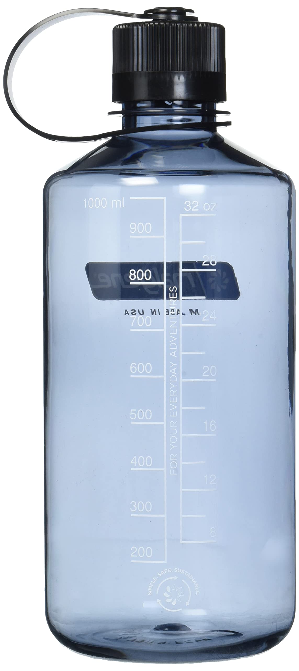 Nalgene Sustain Tritan Bpa-Free Water Bottle Made With Material Derived From 50% Plastic Waste, 32 Oz, Narrow Mouth,Grey