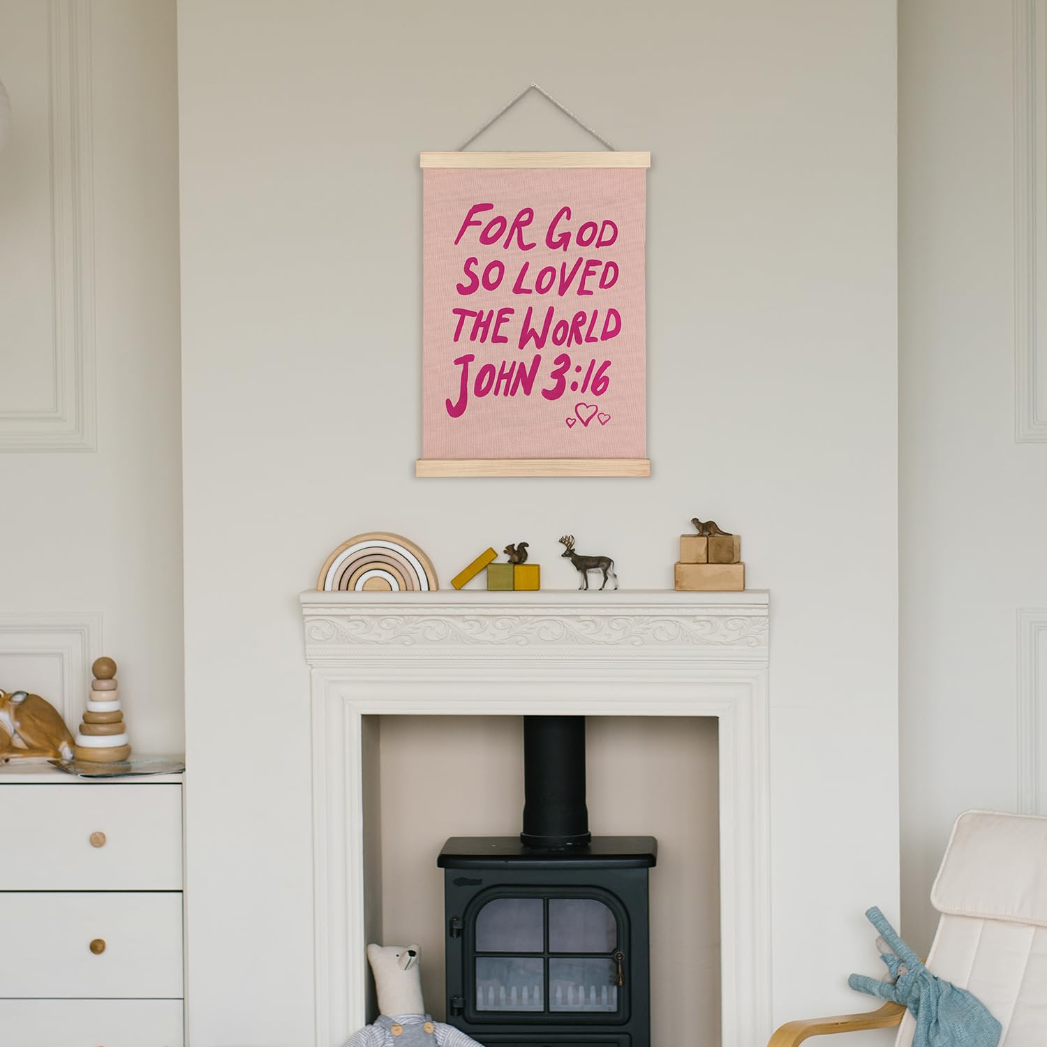 Supwhd Christian Wall Decor, Trendy Preppy Pink Bible Verse Wall Art With Wooden Poster Hanger, Pink Wall Decor, Preppy Wall Dec
