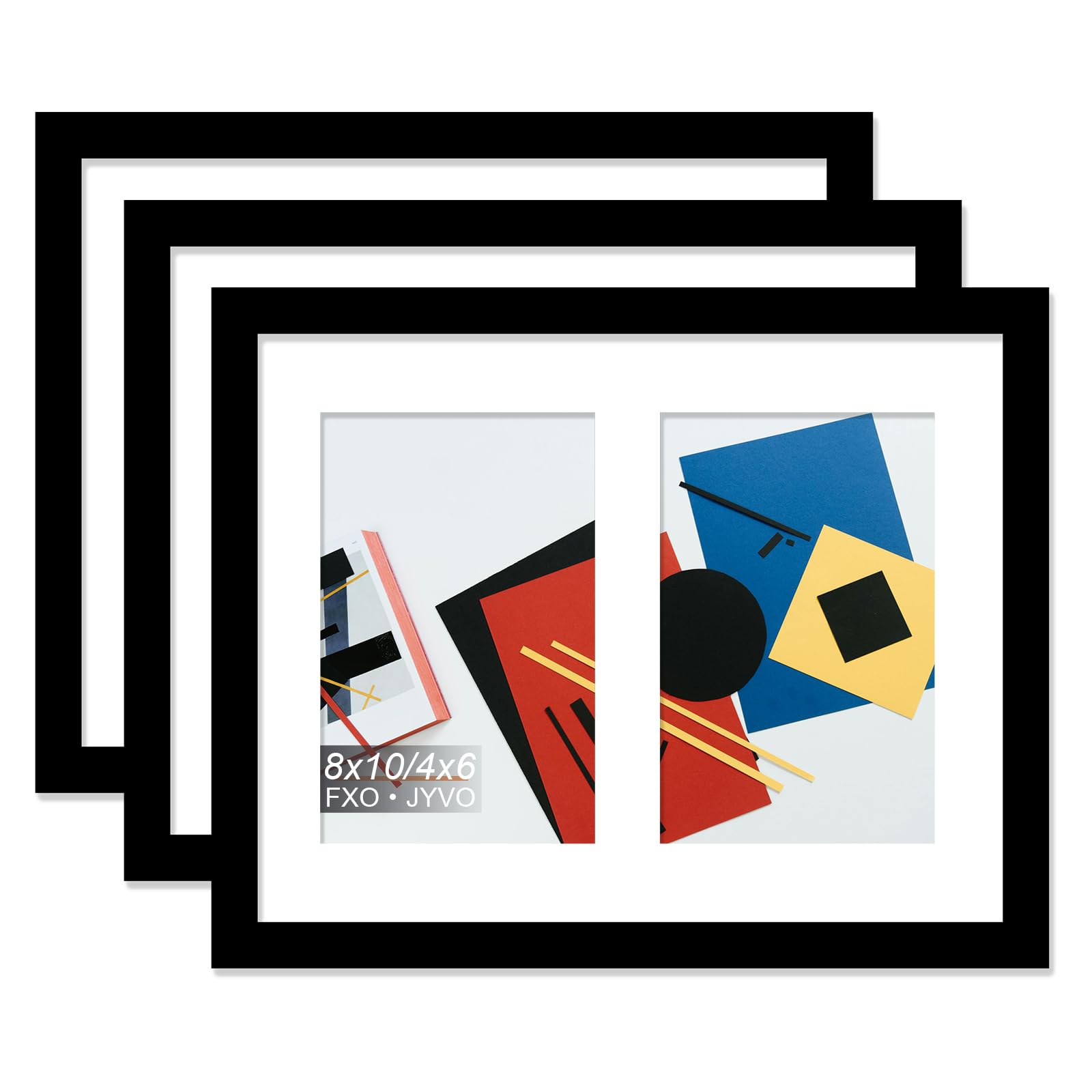 Fxojyvo 4x6 Picture Frame Collage Set of 3, Display 2 4x6 Picture Collage or 8x10 Photo Only Without Mat, Light Weight and High 