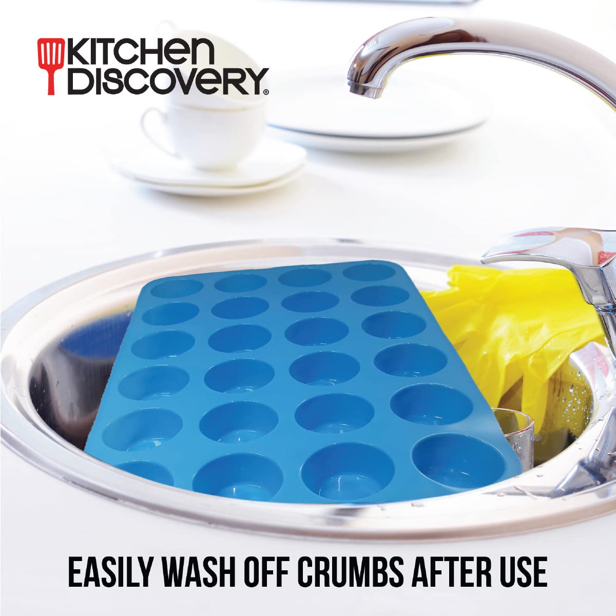 Kitchen Discovery Silicone Mini Muffin Pan Bakes 24 Adorable Mini Cupcakes Or Muffins Without Sticking - Mini Silicone Molds Rel