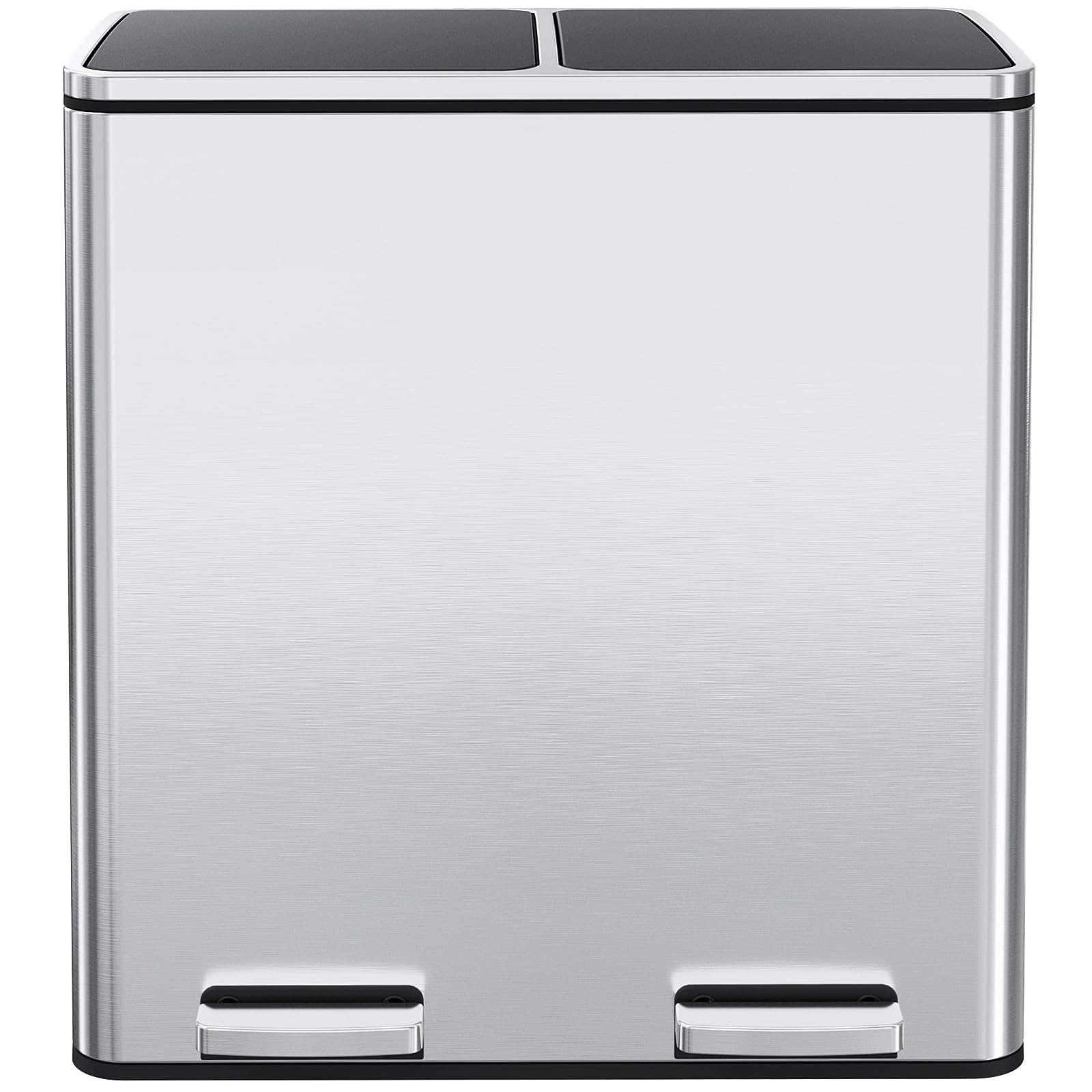 Athlike 60L(16 Gal) Dual Trash Can, Stainless Steel Kitchen Garbage Can, Double Compartment Classified Rubbish Bin, Recycle Dust