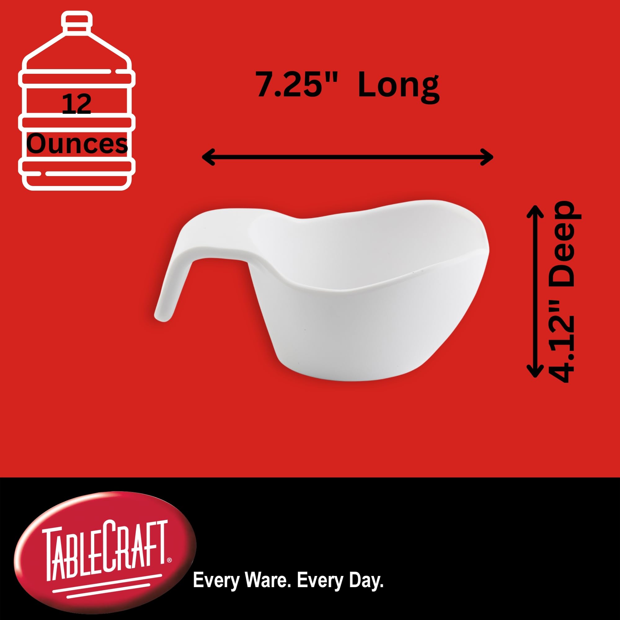 Tablecraft Melamine Plastic Sauce Servers, Small Condiment, Syrup, Gravy Pourer Boats For Commercial Foodservice, Cafeteria, Buf