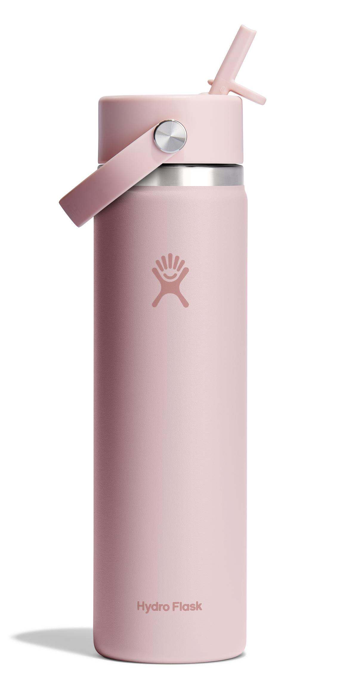 Hydro Flask Water Bottle - Insulated Stainless Steel - Wide Straw Lid, Non Spill, Leakproof in 24 Oz Trillium Pink
