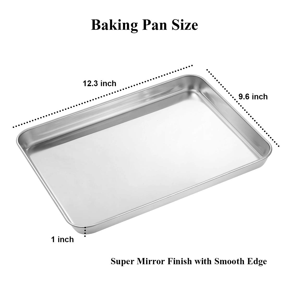 Wildone Baking Sheet Set Of 2 - Stainless Steel Cookie Sheet Baking Pan, Size 12 X 10 X 1 Inch, Non Toxic & Heavy Duty & Mirror