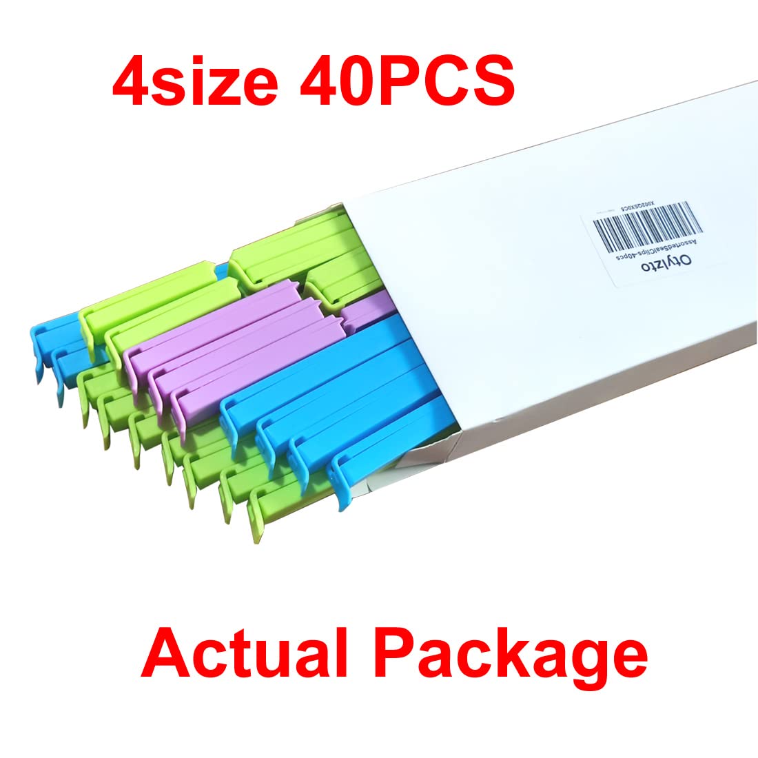 Otylzto 4 Size Assorted 40 Pcs Food Bag Clips Bag Sealing Clips,Kitchen Clips For Bags