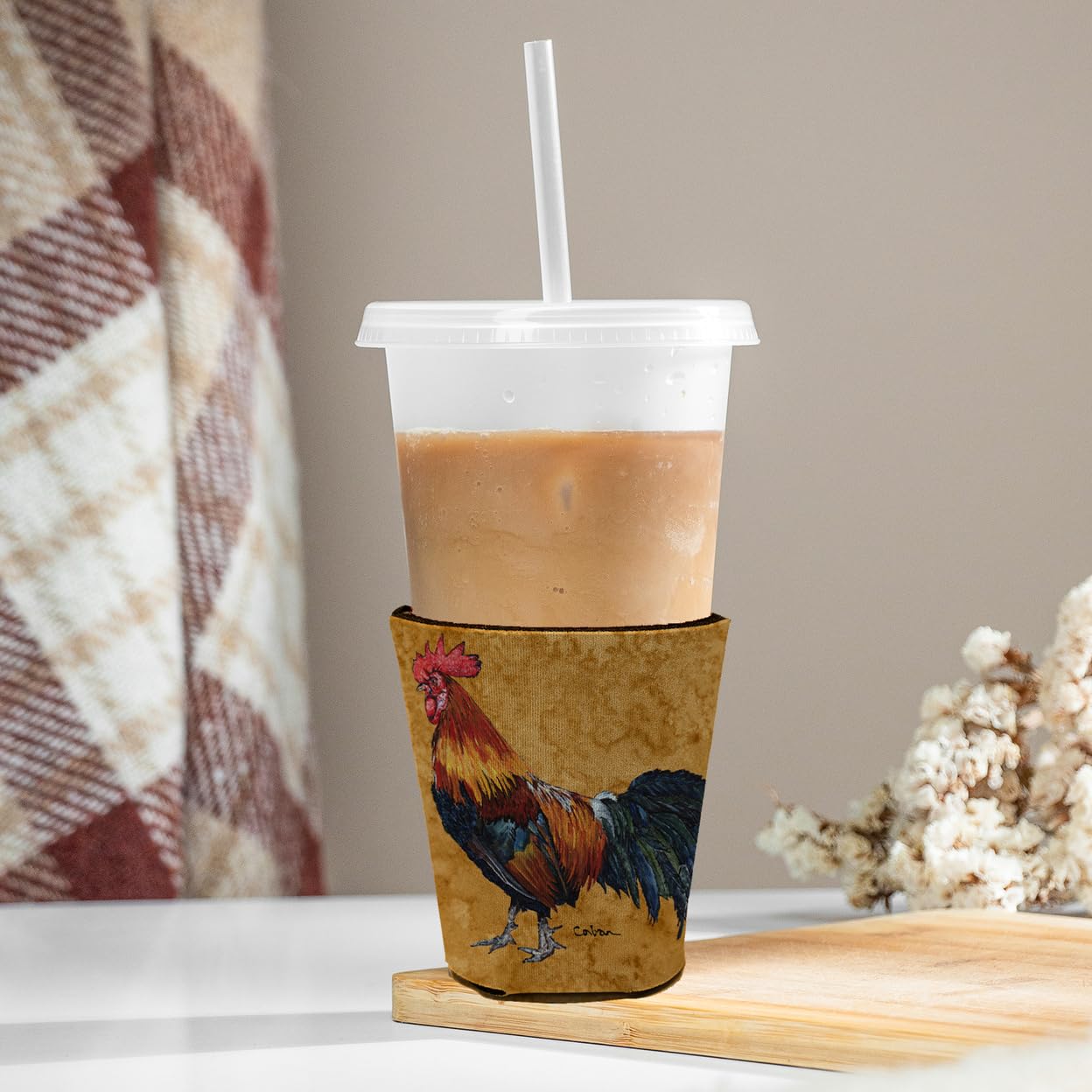 Bird - Rooster  Red Solo Cup Beverage Insulator Hugger