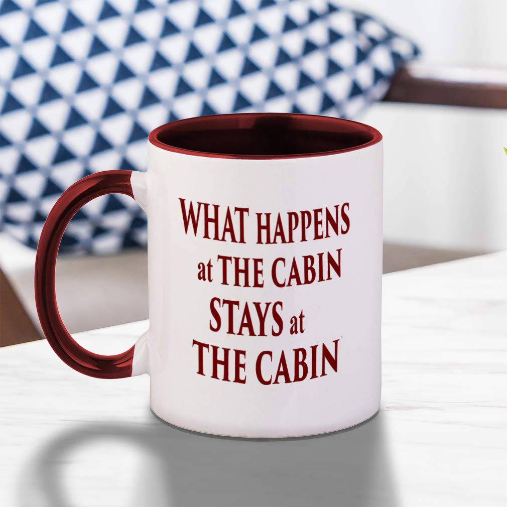 Maroon What Happens At The Cabin Stays At The Cabin 2 Ceramic Cup Colored Mug - Maroon